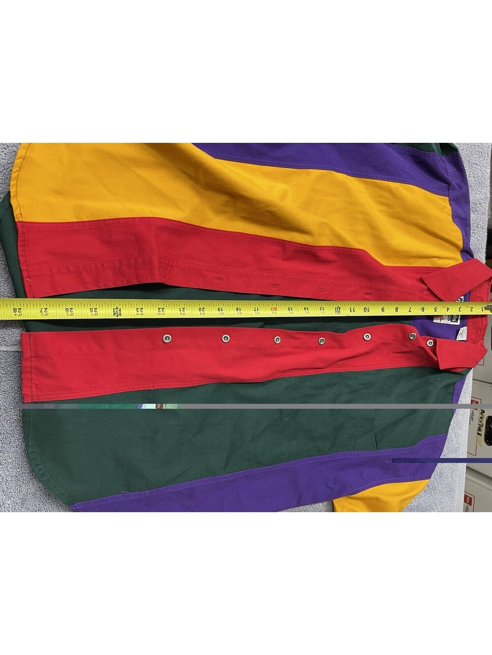 Vintage Details Express Women's Large Retro 90s Colorblock Button-Up Shirt - Picture 4 of 6